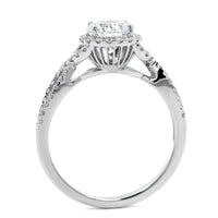 18K White Gold Twisted Diamond Halo Engagement Ring Setting