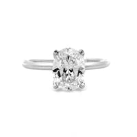 18K White Gold 4 Prong Solitaire Oval Diamond Engagement Ring Setting