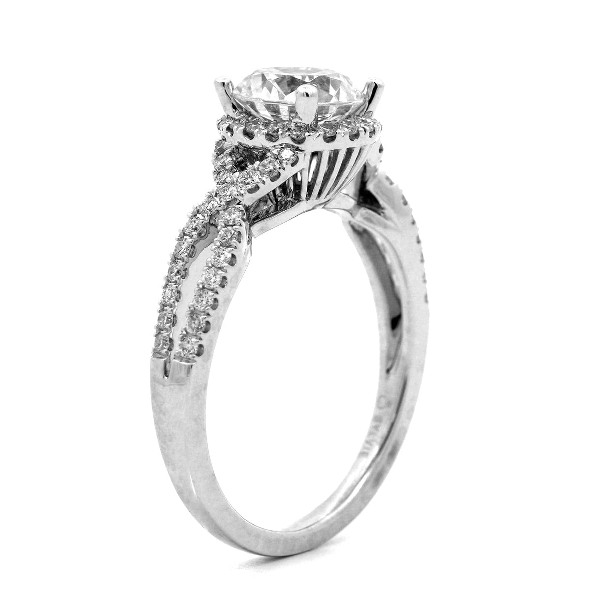 Platinum Twisted Shank Round Diamond Engagement Ring Setting