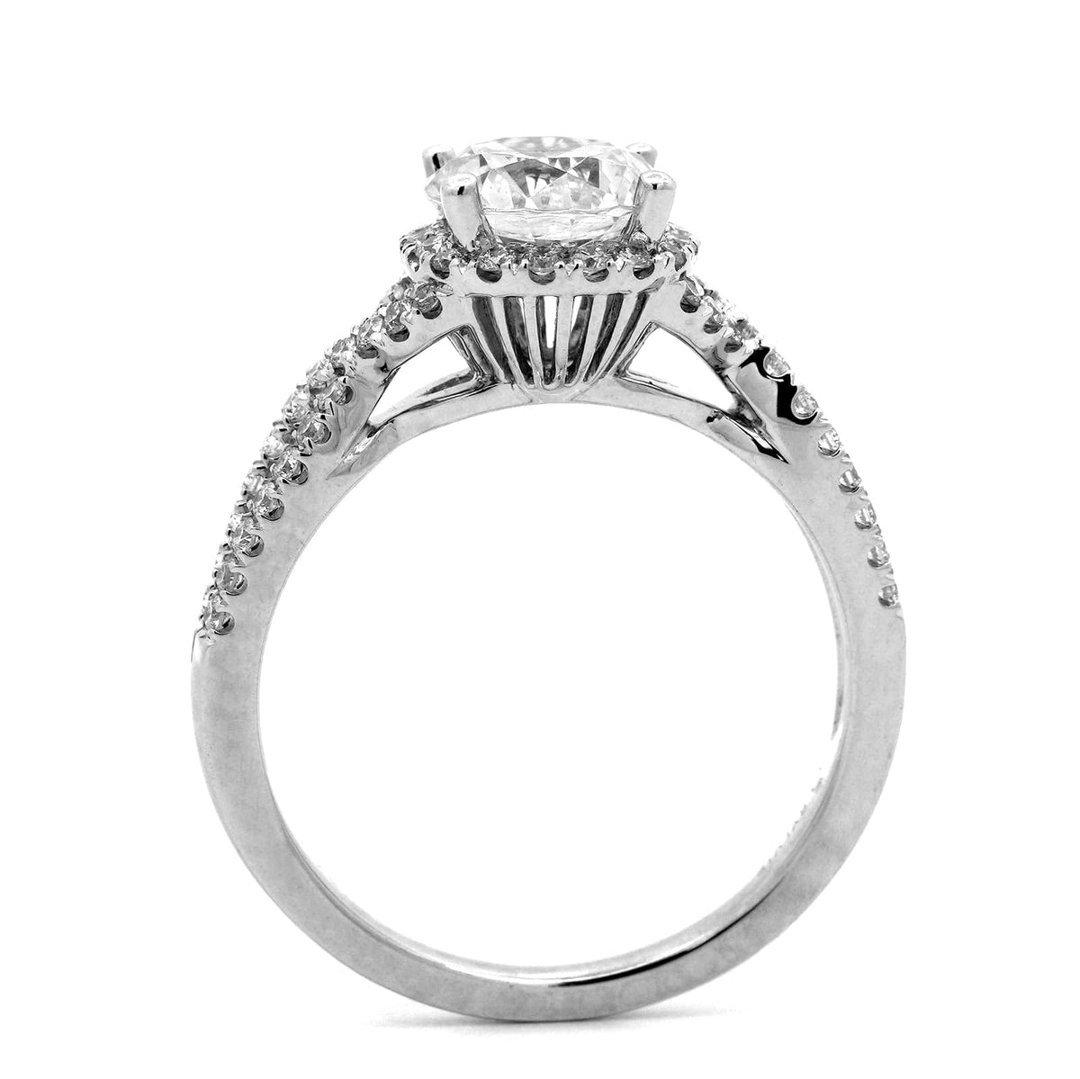 Platinum Twisted Shank Round Diamond Engagement Ring Setting