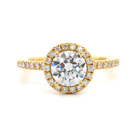 18K Yellow Gold Prong Set Diamond Halo Engagement Ring Setting