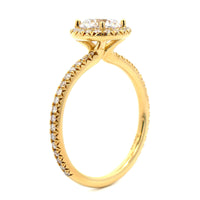 18K Yellow Gold Prong Set Diamond Halo Engagement Ring Setting