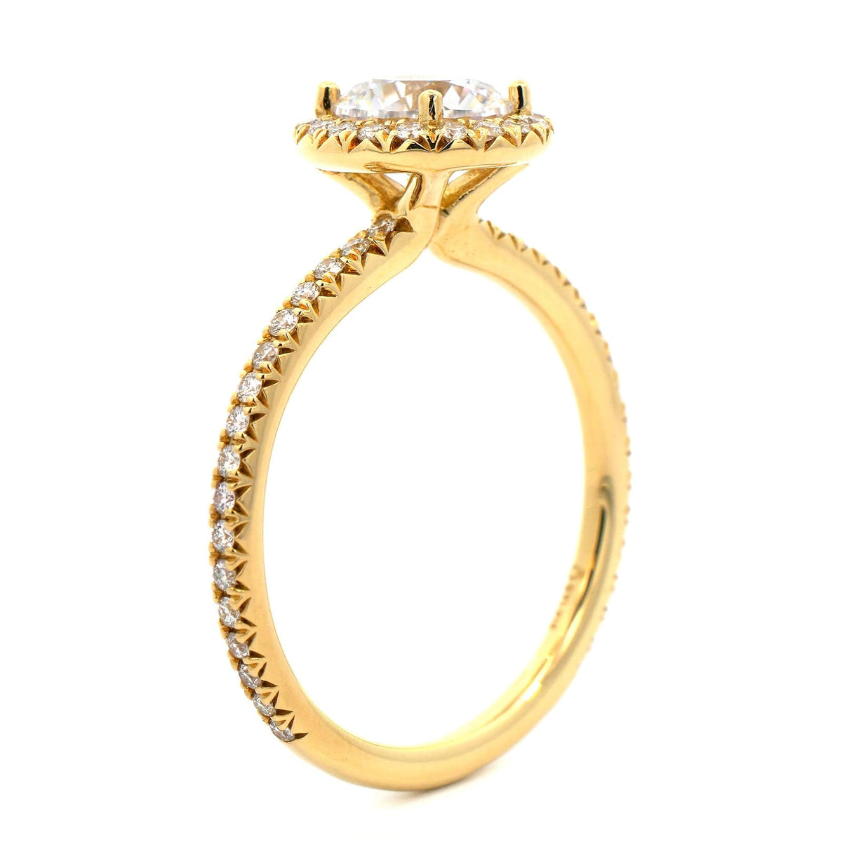 18K Yellow Gold Prong Set Diamond Halo Engagement Ring Setting