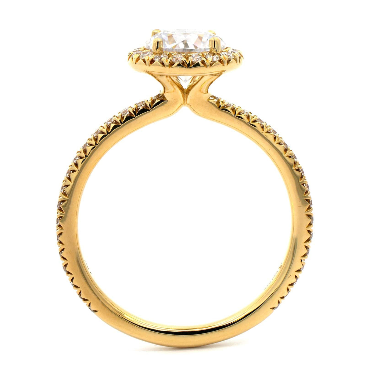 18K Yellow Gold Prong Set Diamond Halo Engagement Ring Setting
