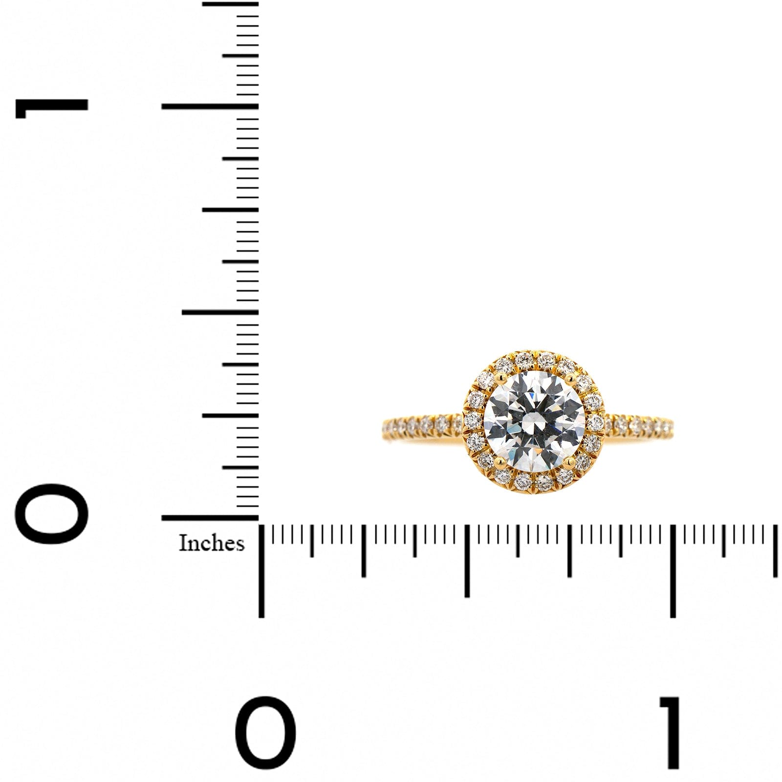 18K Yellow Gold Prong Set Diamond Halo Engagement Ring Setting