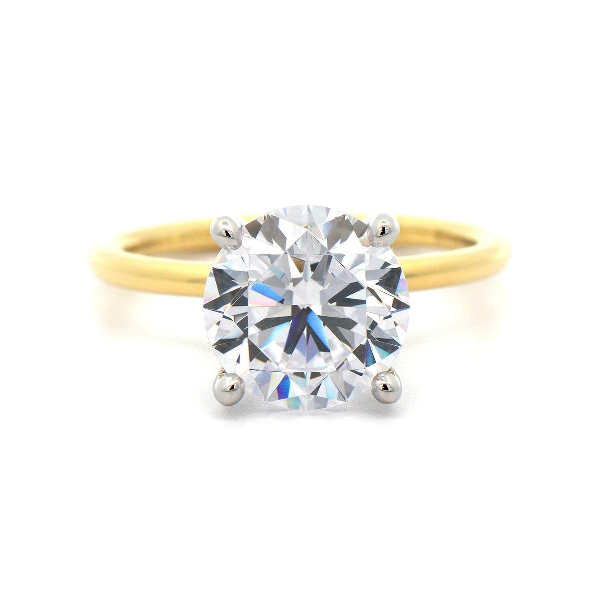 18K Yellow Gold and Platinum 4 Prong Diamond Engagement Ring Setting