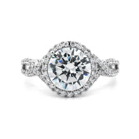 18K White Gold Twisted Diamond Halo Engagement Ring Setting