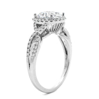 18K White Gold Twisted Diamond Halo Engagement Ring Setting
