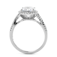 18K White Gold Twisted Diamond Halo Engagement Ring Setting