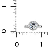 18K White Gold Twisted Diamond Halo Engagement Ring Setting