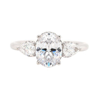 18K White Gold 3 Stone Oval Diamond Engagement Ring Setting
