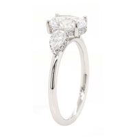 18K White Gold 3 Stone Oval Diamond Engagement Ring Setting