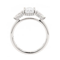 18K White Gold 3 Stone Oval Diamond Engagement Ring Setting
