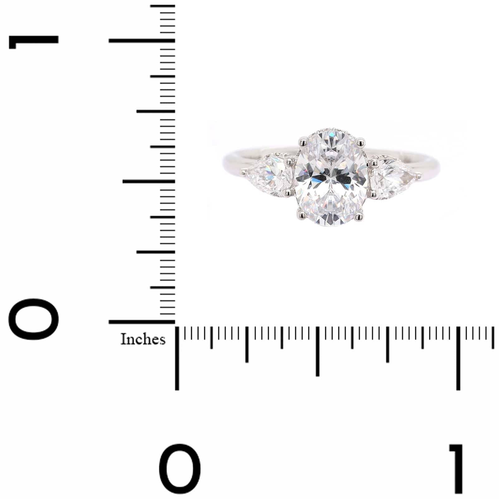 18K White Gold 3 Stone Oval Diamond Engagement Ring Setting