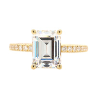 18K Yellow Gold Emerald Cut Diamond Fishtail Shank Engagement Ring Setting