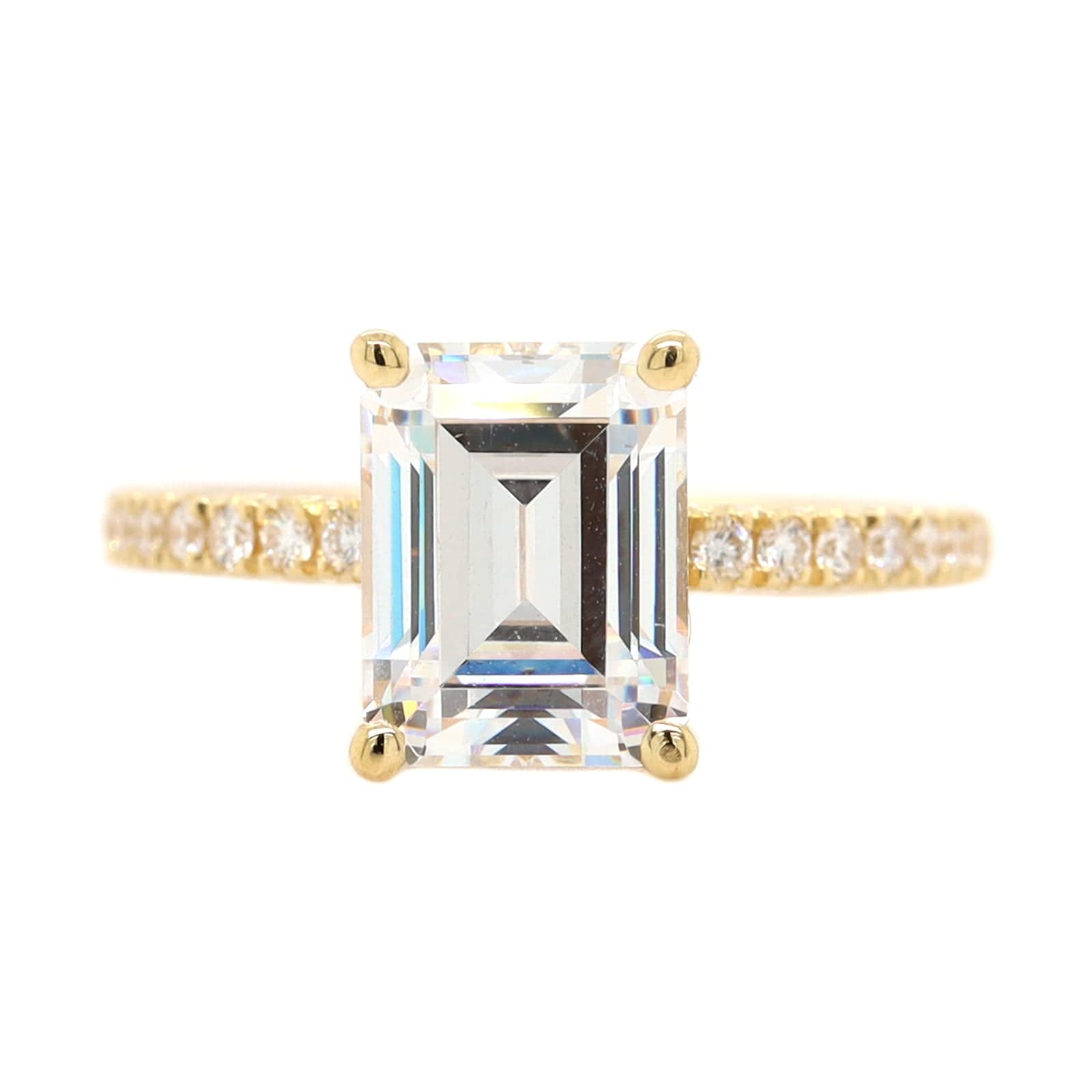 18K Yellow Gold Emerald Cut Diamond Fishtail Shank Engagement Ring Setting