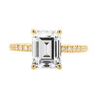 18K Yellow Gold Emerald Cut Diamond Fishtail Shank Engagement Ring Setting