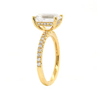18K Yellow Gold Emerald Cut Diamond Fishtail Shank Engagement Ring Setting
