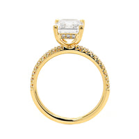 18K Yellow Gold Emerald Cut Diamond Fishtail Shank Engagement Ring Setting