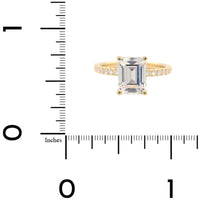 18K Yellow Gold Emerald Cut Diamond Fishtail Shank Engagement Ring Setting