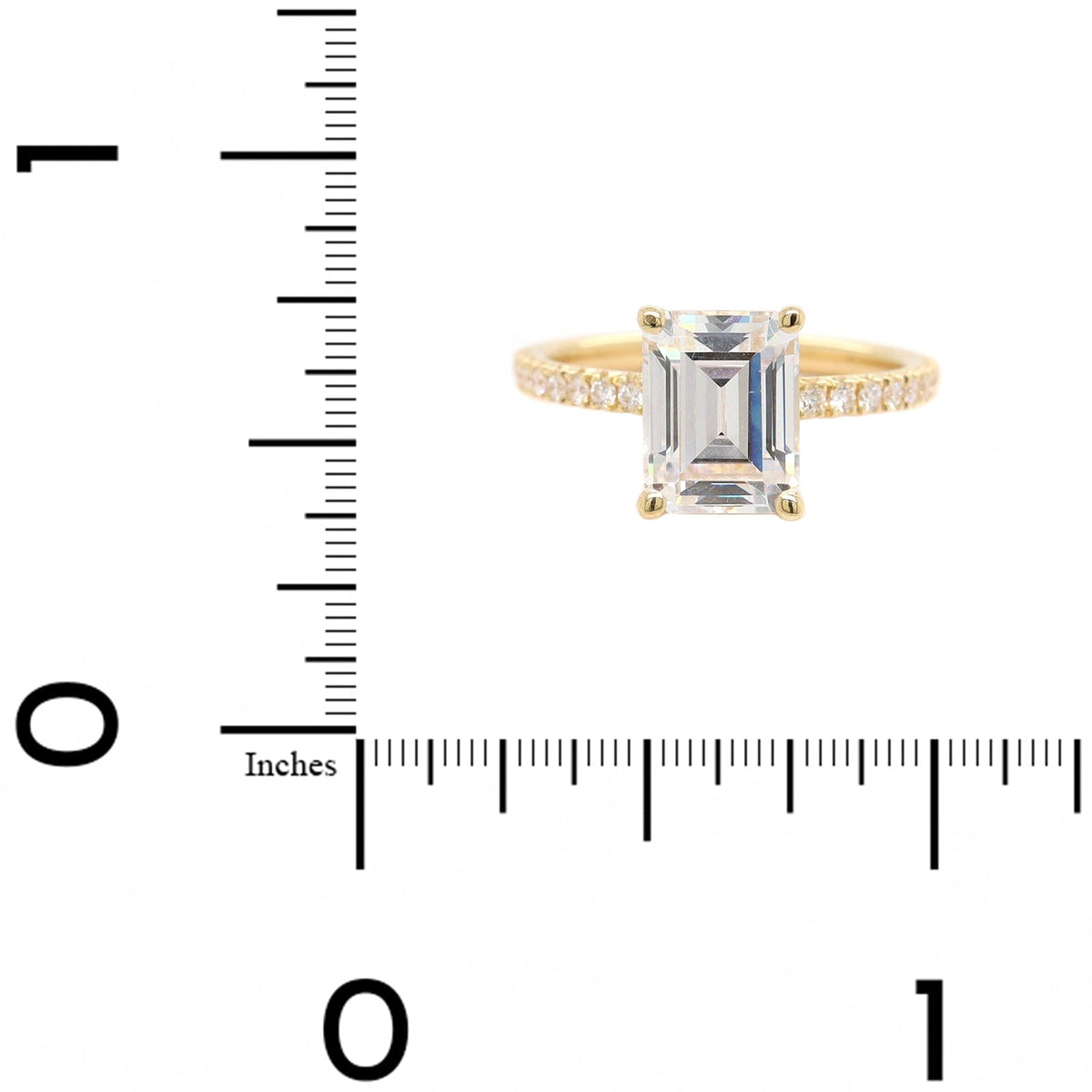 18K Yellow Gold Emerald Cut Diamond Fishtail Shank Engagement Ring Setting