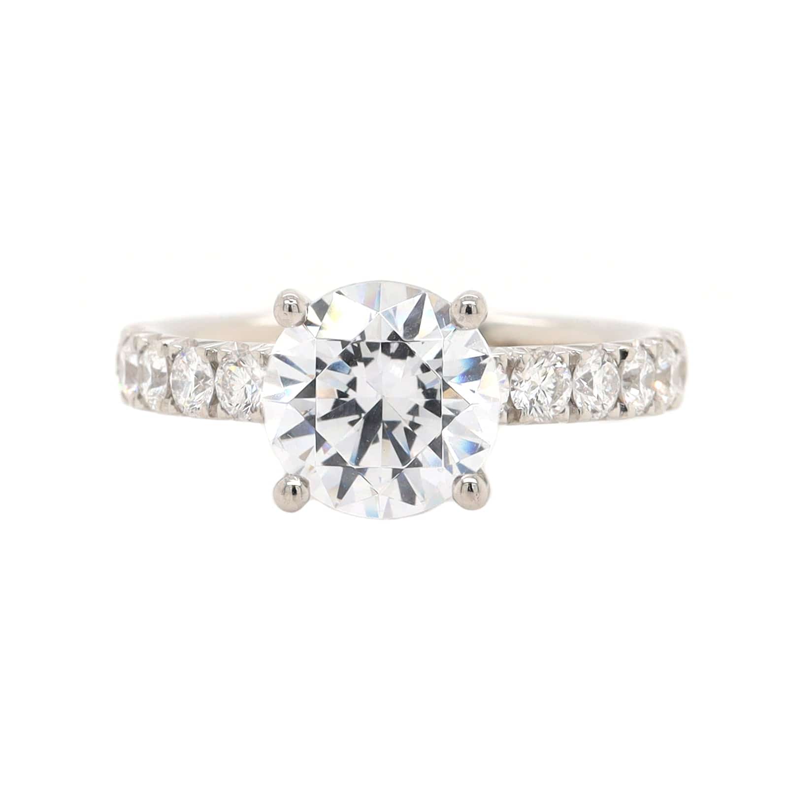 Platinum Round Diamond Fishtail Shank Engagement Ring Setting