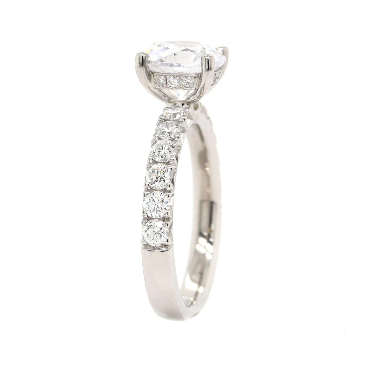 Platinum Round Diamond Fishtail Shank Engagement Ring Setting