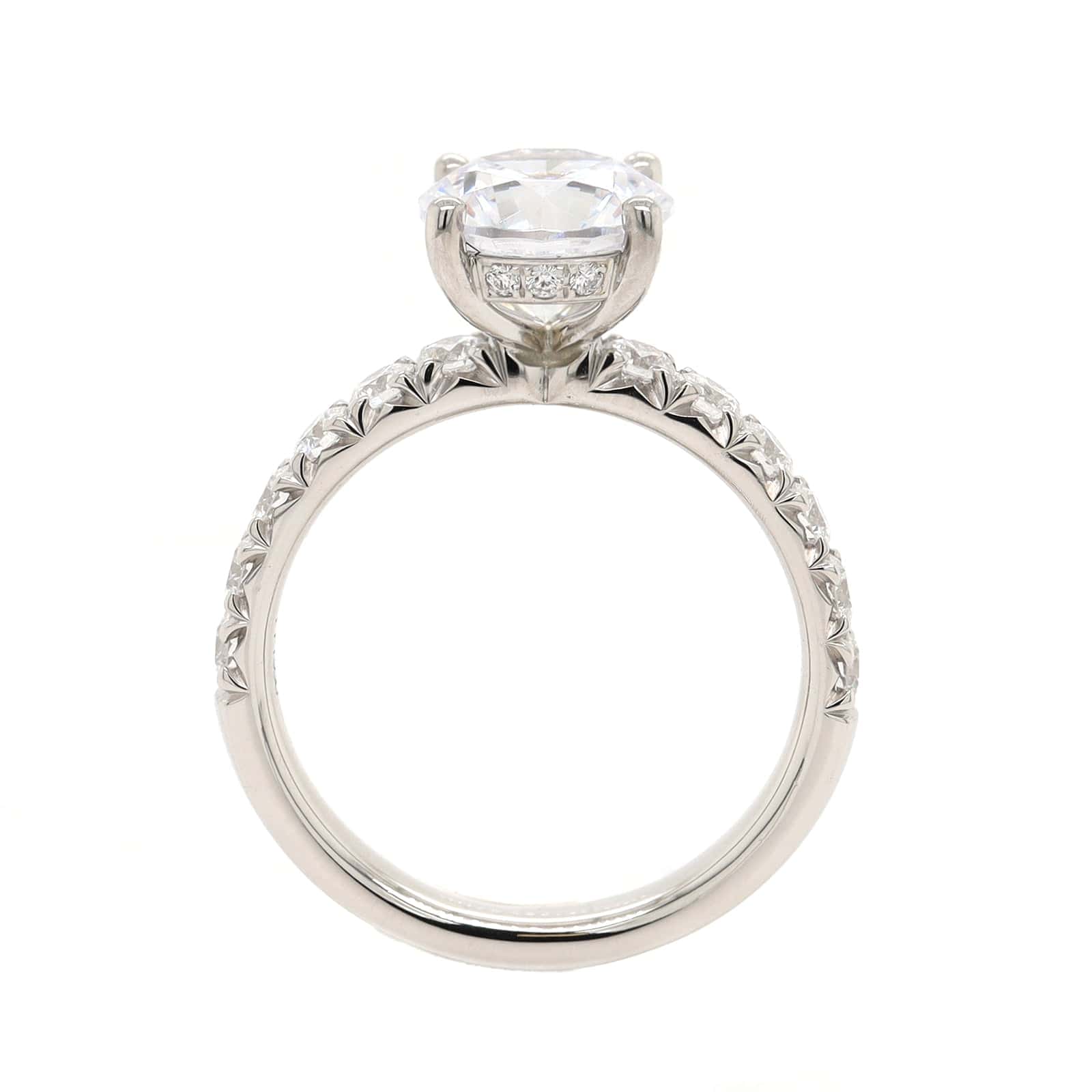 Platinum Round Diamond Fishtail Shank Engagement Ring Setting
