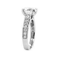 Platinum 4 Prong Round Diamond Cathedral Engagement Ring Setting