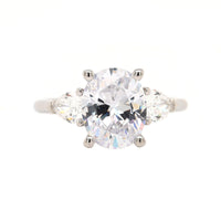 Platinum 3 Stone Oval Diamond Engagement Ring Setting