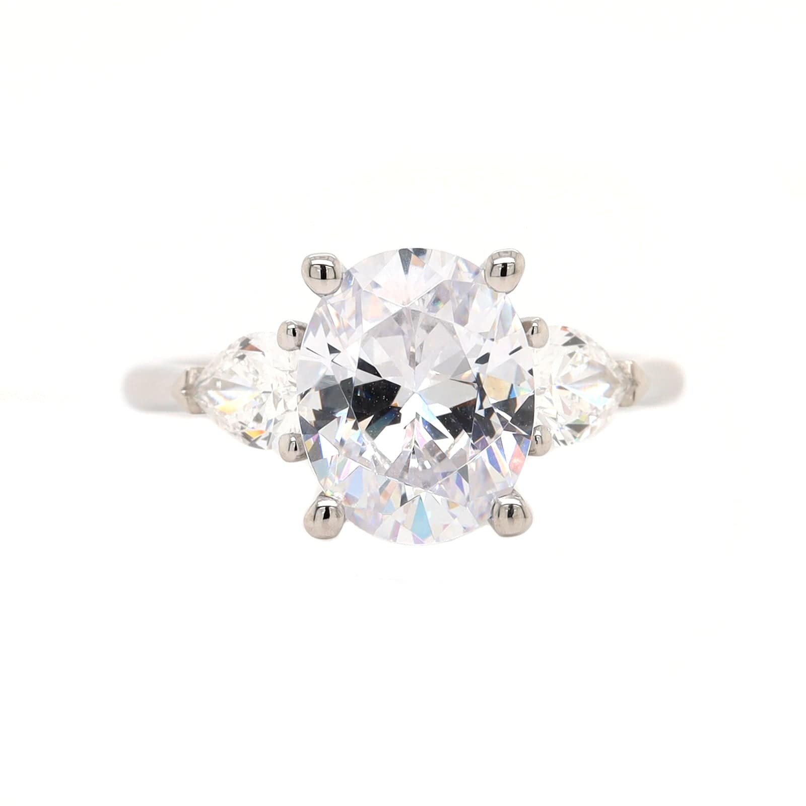 Platinum 3 Stone Oval Diamond Engagement Ring Setting