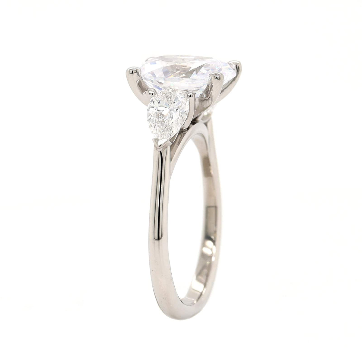 Platinum 3 Stone Oval Diamond Engagement Ring Setting
