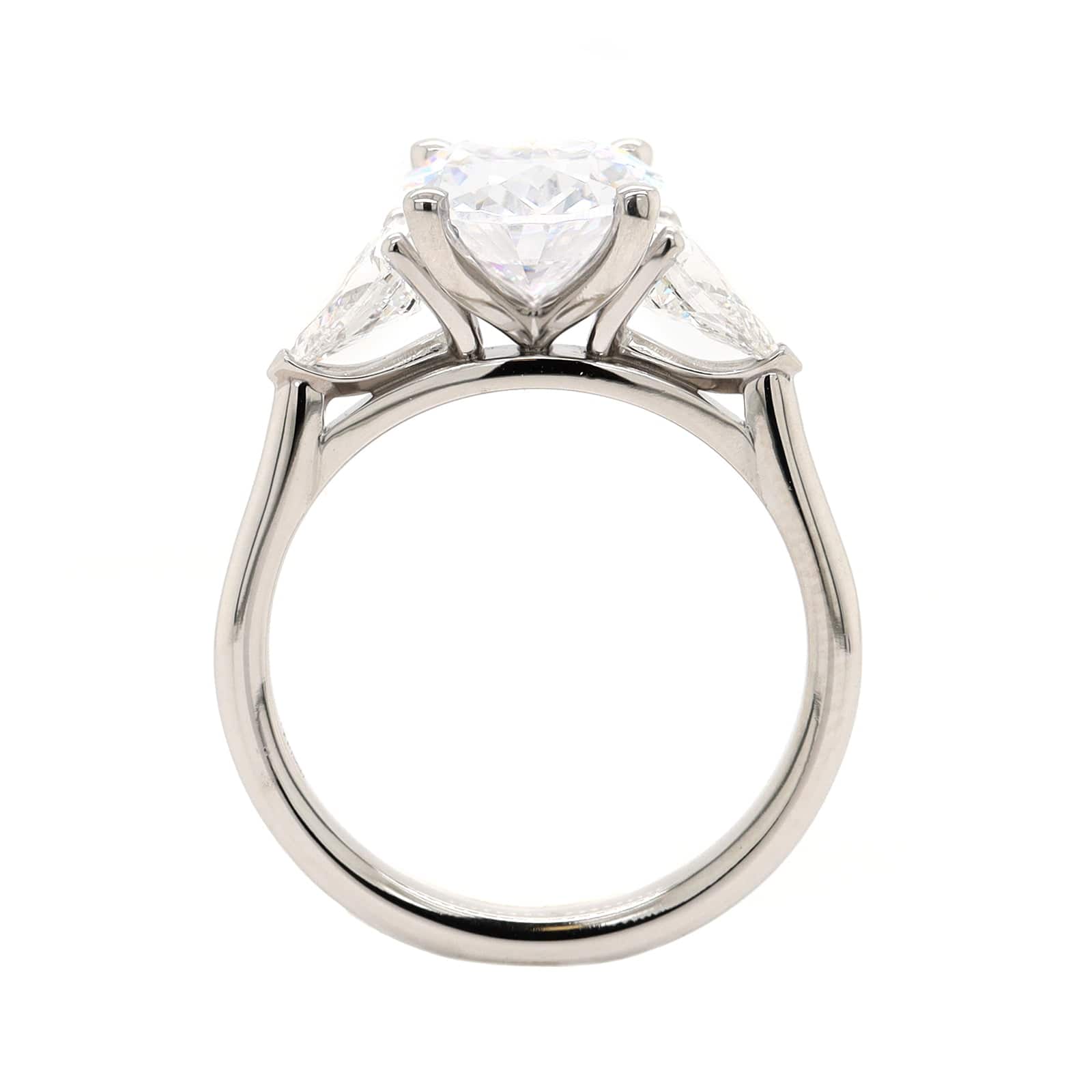 Platinum 3 Stone Oval Diamond Engagement Ring Setting