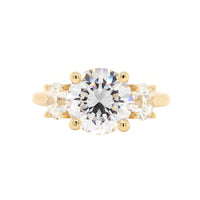 18K Yellow Gold 3 Stone Round Diamond Engagement Ring Setting