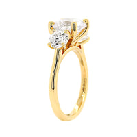 18K Yellow Gold 3 Stone Round Diamond Engagement Ring Setting
