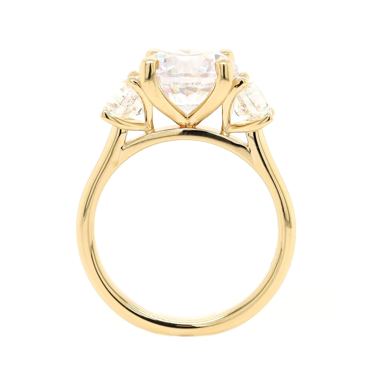 18K Yellow Gold 3 Stone Round Diamond Engagement Ring Setting