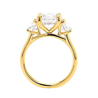 18K Yellow Gold 3 Stone Round Diamond Engagement Ring Setting