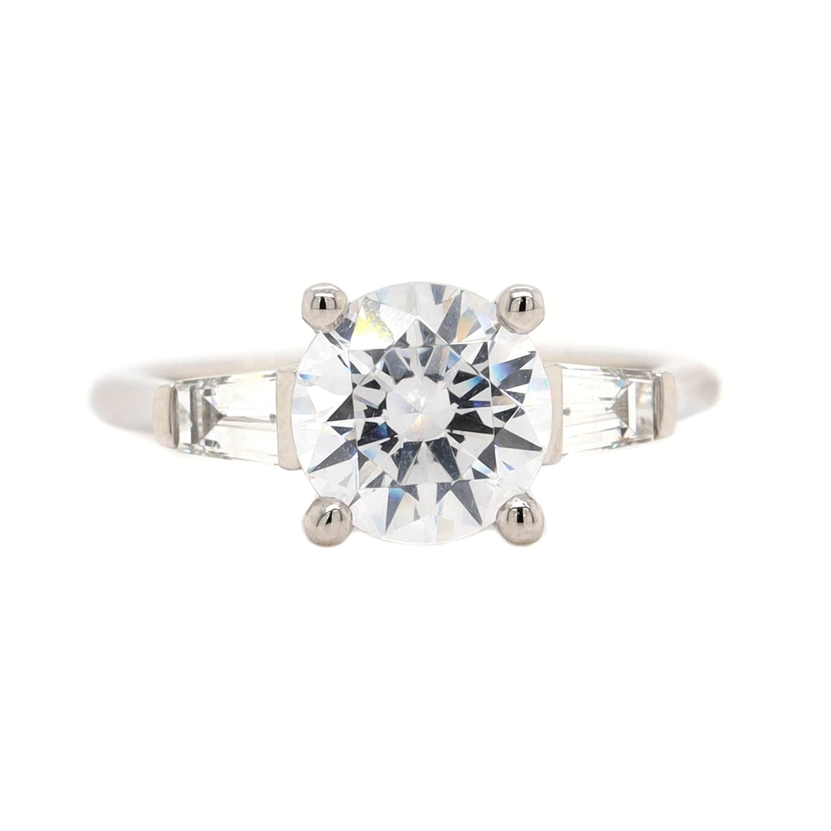 Platinum 3 Stone Round Diamond Engagement Ring Setting