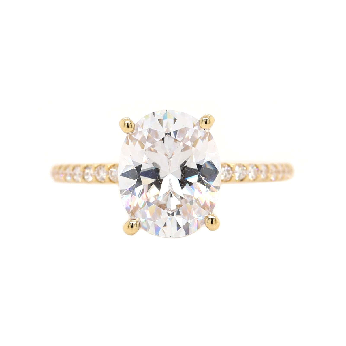 18K Yellow Gold 4 Prong Oval Diamond Engagement Ring Setting