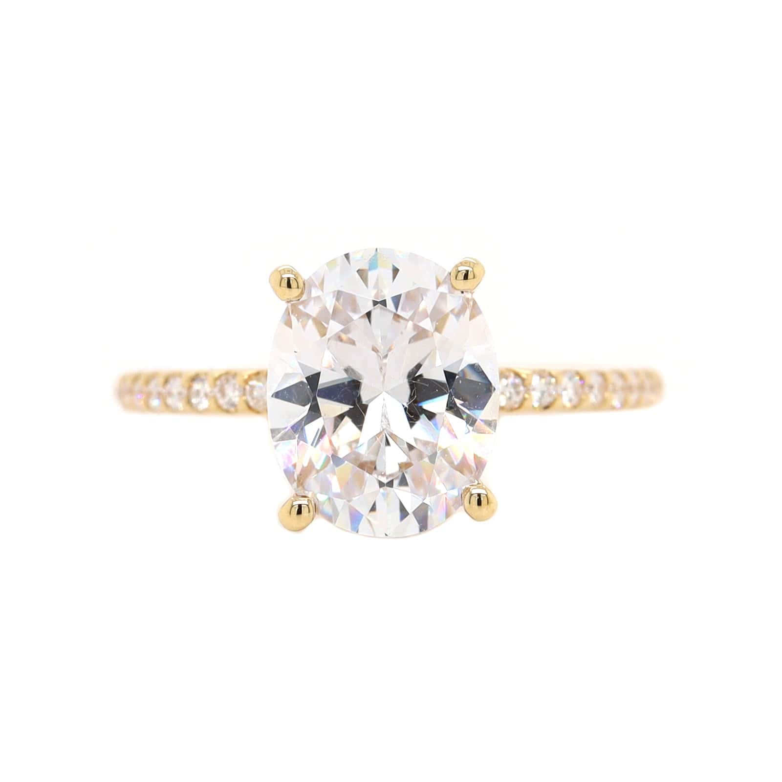 18K Yellow Gold 4 Prong Oval Diamond Engagement Ring Setting