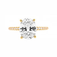 18K Yellow Gold 4 Prong Oval Diamond Engagement Ring Setting