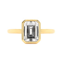 18K Yellow Gold Bezel Set Emerald Cut Diamond Engagement Ring Setting