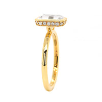 18K Yellow Gold Bezel Set Emerald Cut Diamond Engagement Ring Setting