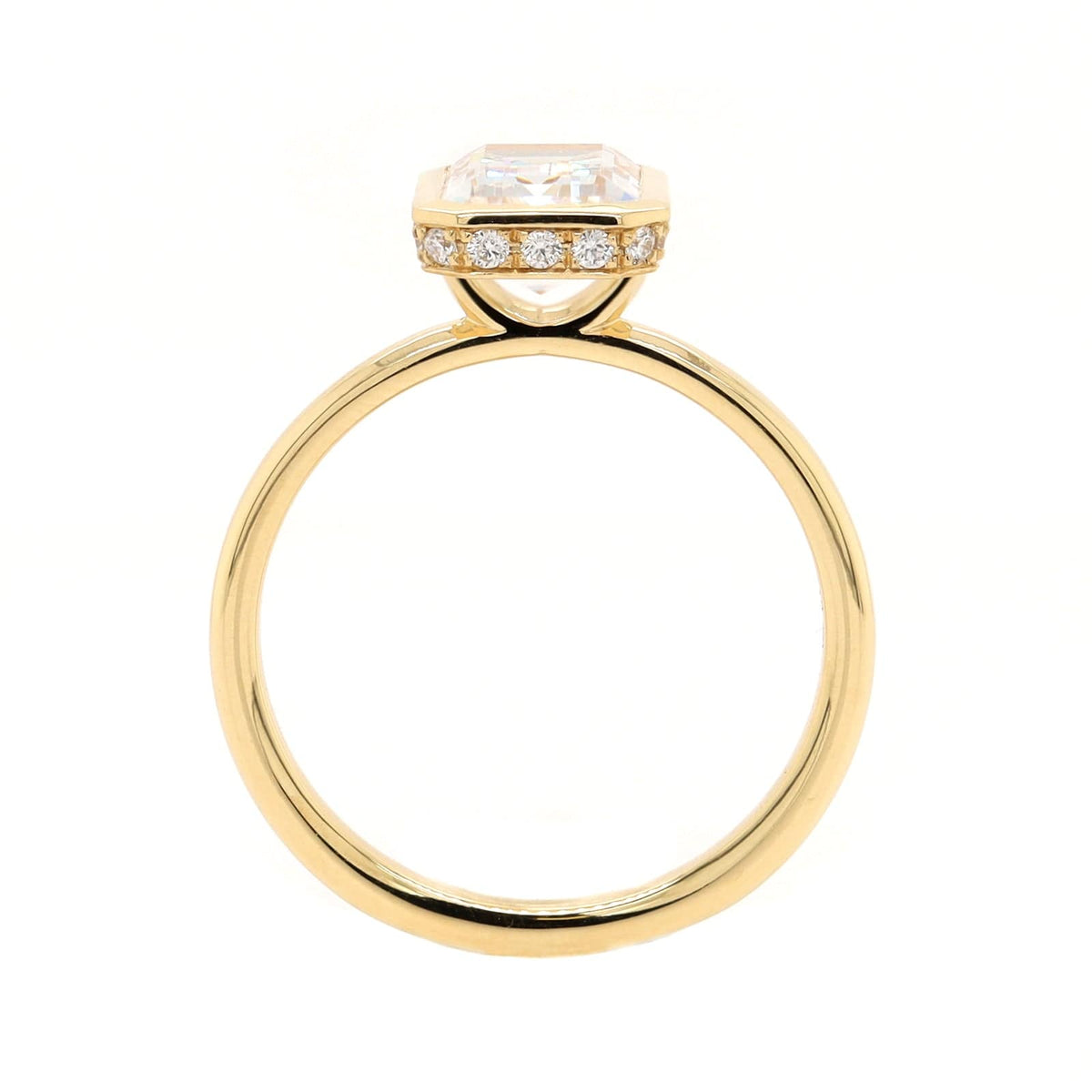 18K Yellow Gold Bezel Set Emerald Cut Diamond Engagement Ring Setting