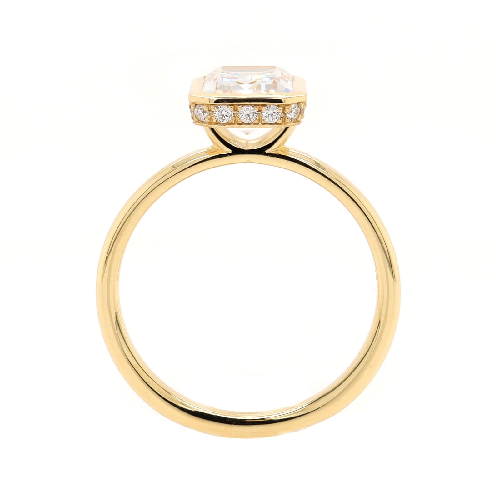 18K Yellow Gold Bezel Set Emerald Cut Diamond Engagement Ring Setting