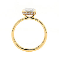 18K Yellow Gold Bezel Set Emerald Cut Diamond Engagement Ring Setting