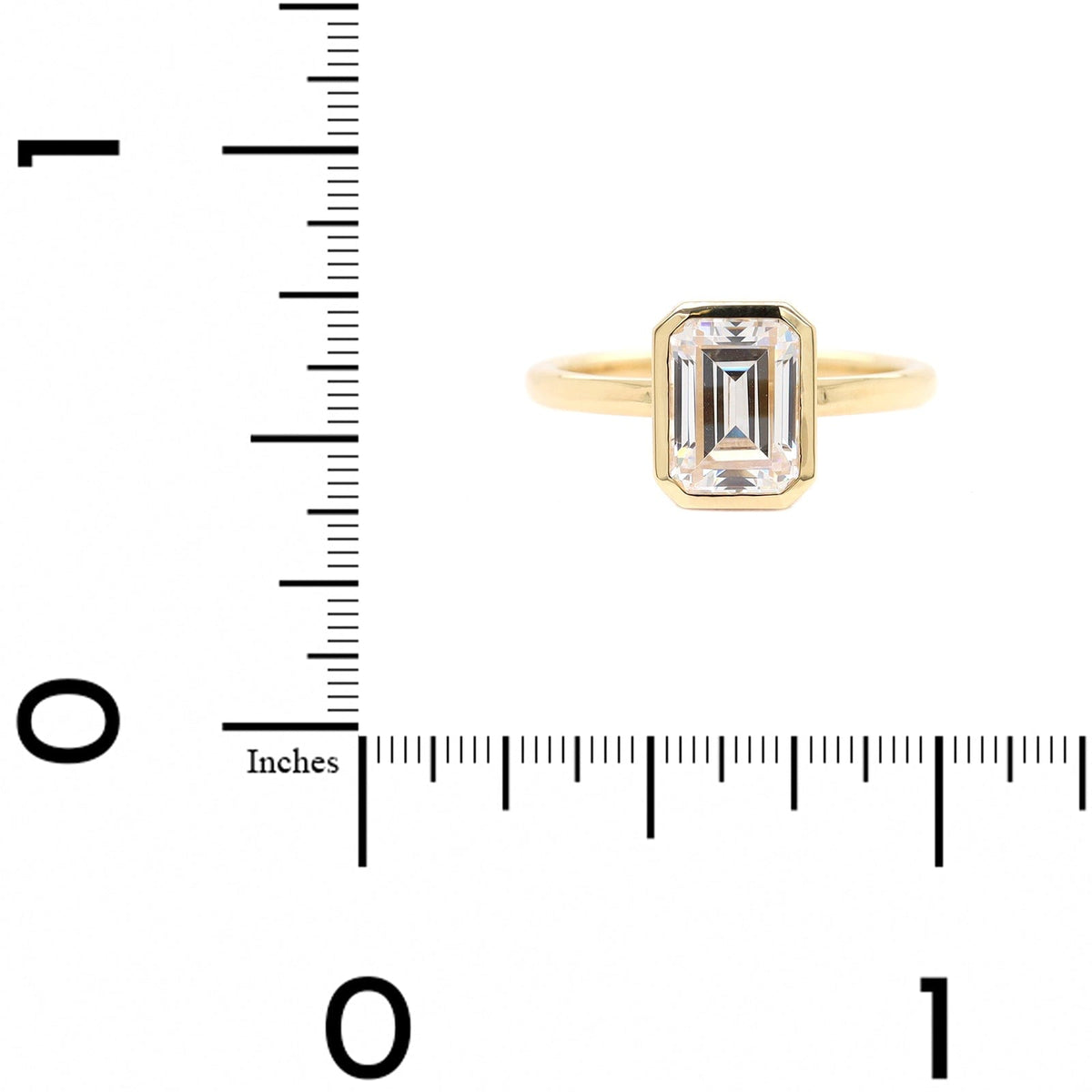 18K Yellow Gold Bezel Set Emerald Cut Diamond Engagement Ring Setting