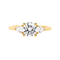18K Yellow Gold 3 Stone Diamond Engagement Ring Setting