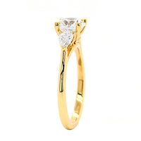 18K Yellow Gold 3 Stone Diamond Engagement Ring Setting