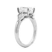 Platinum 3 Stone Emerald Center and Kite Cut Engagement Ring Setting